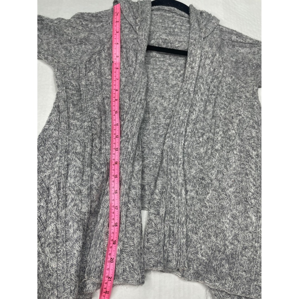 Maurices Gray Cable Knit Hooded Open Front Cardigan Sweater Womens Medium - Picture 5 of 6
